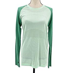 NWT Lululemon Run Swiftly Long Sleeve Mint Green Womens 10 Thumbholes Stretch